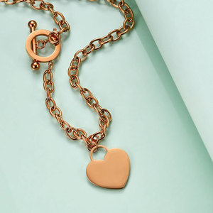 Collar de Acero Inoxidable Color Oro Rosa en Forma de Corazón con Letra B Grabada con Láser, Cadena para Clavícula, Joyería para Uso Diario, Regalo - Product Image 2