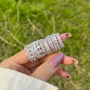 High Quality Round Diamond Moissanite Eternity Ring Engagement Wedding Ring 14k White Gold Rings Jewelry Women