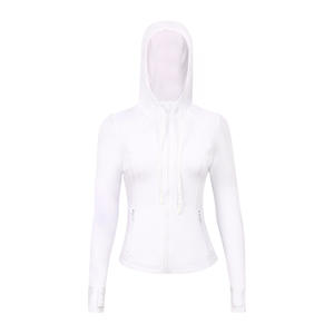 Ropa <span class=keywords><strong>DE</strong></span> TRABAJO Chaquetas Chaqueta <span class=keywords><strong>de</strong></span> yoga con capucha deportiva con cremallera delgada para mujer para correr y hacer ejercicio <span class=keywords><strong>de</strong></span> talla grande Tops para damas - Product Image 4
