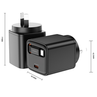Chargeur mural GaN 65W PD 3.0 QC2.0, charge rapide, câble rétractable pour ordinateur portable, double port Type C, prise EU, adaptateur de voyage