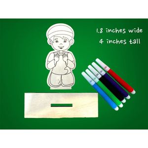 Eid Wooden Diy Coloring <b>for</b> Kids Ramadan <b>Boys</b> Girls Moon Table Sign Mosuqe Prayer Mats Shape Ornament - Product Image 4
