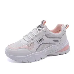 Tênis aumentantes de altura, sapatos daddy e cinza para mulheres, casual, couro claro, solto grosso, 3-5cm, rosa, de alta qualidade, pu oem