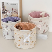 Petit panier de rangement pliable en coton pour coiffeuse, style vintage féminin, pour chambre, décoration intérieure et salle de bain, mignon et girly