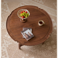Meubles de salon, table basse en bois massif rétro, table à thé ronde en bois, table d'appoint