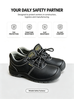 Zapatos de Seguridad para Hombre, Parte Superior de Cuero, Antideslizantes, con Puntera de Acero, Botas de Trabajo Seguras para la Construcción