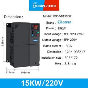 用于20HP电机和泵的<span class=keywords><strong>M</strong></span>驱动220V 15KW三相交流驱动VFD逆变器 - Product Image 3