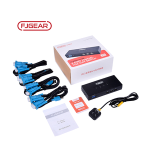 Commutateur <span class=keywords><strong>KVM</strong></span> de bureau FJ-401UK Fjgear 4 ports 1920*1080 1080p 4 hôtes partagent 1 ensemble de clavier, souris et écran Boîtier métallique - Product Image 6