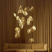 Lustre moderne minimaliste en verre à LED, hauteur réglable, taille personnalisée, avec lumière à intensité variable pour escalier, villa, salon, télécommande