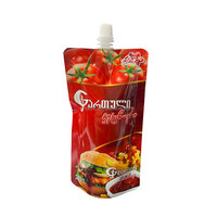 Pochette Doypack alimentaire avec bec verseur, impression héliogravure, emballage compressible anti-fuite pour sauce chili et ketchup tomate