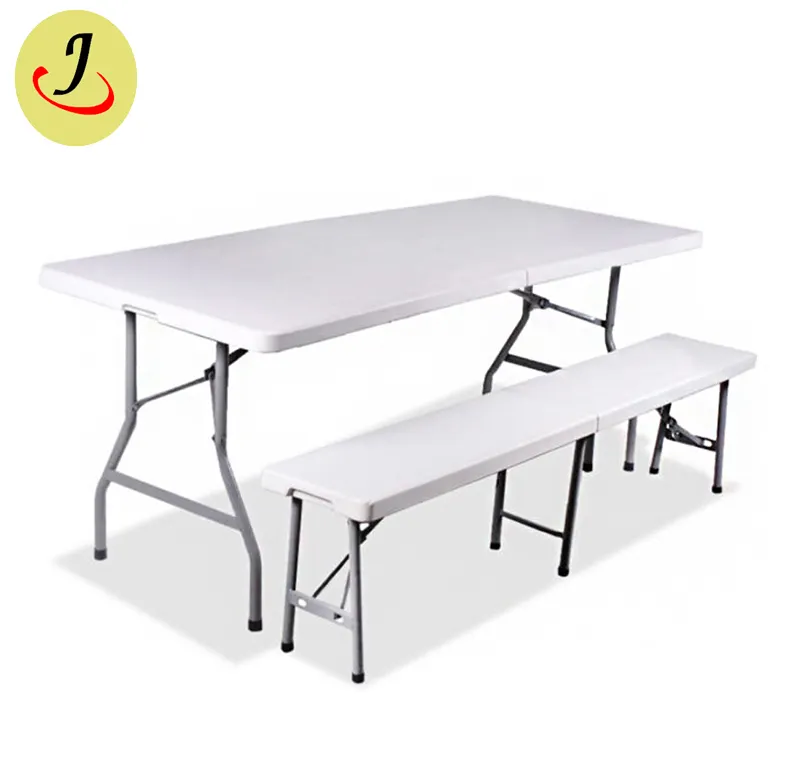 Table pliante et portable en plastique, avec chaise, pour l'extérieur, à manger, vente en gros,