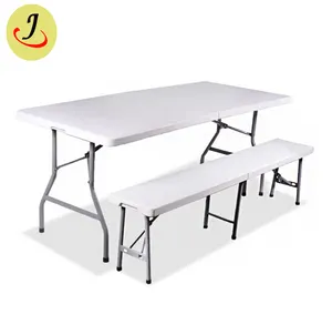 Table pliante et portable en plastique, avec chaise, pour l'extérieur, à manger, vente en gros,