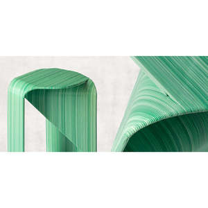Taburete Made in Italy-Arzachena-Impreso en 3D-Producto PLA-Para interior-Diseño italiano-Verde amarillento estriado - Product Image 5