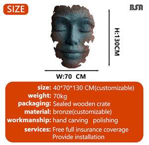 カスタムメイドの現代的な抽象女性顔面アート彫刻、ブロンズ製人間の顔像、鋳造による壁飾り用 - Product Image 3