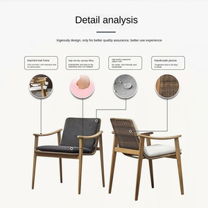 Mesa de Comedor de Madera Maciza y Ratán, Silla para Patio, Villa, Hotel, Jardín, Resistente a la Lluvia y al Sol, Muebles de Exterior, Mesa de Teca para Exteriores - Product Image 3