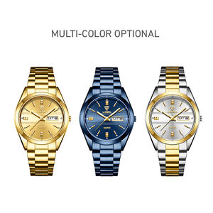 SKMEI LIEBIG L1031GDM 패션 시계 기계식 남성 손목 방수 시계 석영 시계 남자 유리 가죽 합금 금 - Product Image 4