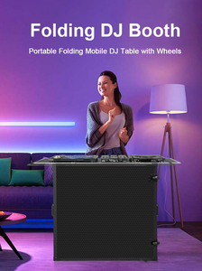 Mesa de DJ Portátil con Ruedas y Asa, Cabina de DJ Portátil con Estuche de Transporte, Marco de Aluminio Negro y Madera Contrachapada para Ferias Comerciales - Product Image 6