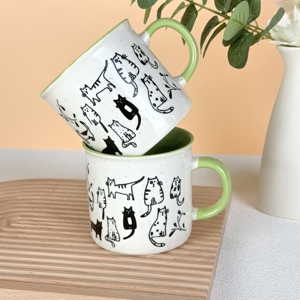Silk Screen Printed Cute Design 15OZ High Capacity <b>Ceramic</b> Coffee Milk Tea Water Drinkware <b>Mug</b> Home Use Porcelain <b>Mugs</b> - Product Image 1