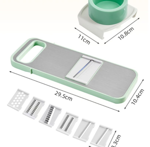 Affettatrice Mandolina Multifunzione per Cucina con Protezione per le Mani Scorrevole - Tritaverdure, Affettatrice per Cipolle e Aglio, <span class=keywords><strong>Grattugia</strong></span> da Cucina - Product Image 4