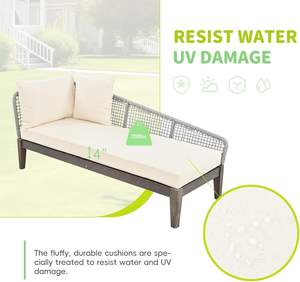 Ensemble de patio pour 5 personnes avec coussins canapé d'extérieur moderne ondulé en corde compatible avec le <span class=keywords><strong>jardin</strong></span> et la pelouse - Product Image 2