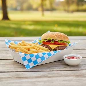 Papier ciré anti-graisse bleu écologique de qualité alimentaire pour emballage et cuisson, papier jetable anti-graisse - Product Image 1