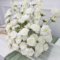 Hochzeitsgang-Blumenarrangement Künstliche Anpassbare Farbige Rosen-Läufer Eingangsdekoration Zurück-zur-Schule Seidenblumen Lang