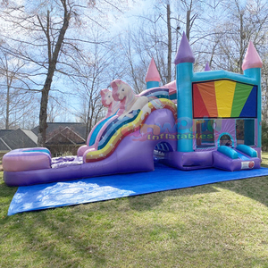 Castillo hinchable de unicornio kids outdoor party jumpers commercial <b>inflatable</b> unicorn bounce house with slide - Product Image 6