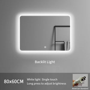 Miroir intelligent moderne sans cadre, éclairé, réglable en hauteur, à fixer au mur, avec écran tactile et design anti-humidité pour salle de bain - Product Image 4