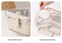 Boîte à bento en acier inoxydable Aohea, 2 compartiments, récipient pour le déjeuner, contrôle des portions, design personnalisé, vente en gros avec couvercle, utilisation en restaurant