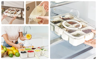 Boîte à collation empilable portable à 8 compartiments en plastique transparent Plateau de service divisé avec couvercle et poignée