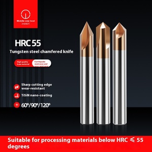 Herramienta de fresado de Control numérico CNC de <span class=keywords><strong>2</strong></span> flautas Zhuyi, cortador de biselado de acero, aleación recubierta de flauta <span class=keywords><strong>recta</strong></span> de 60 120 grados - Product Image 5