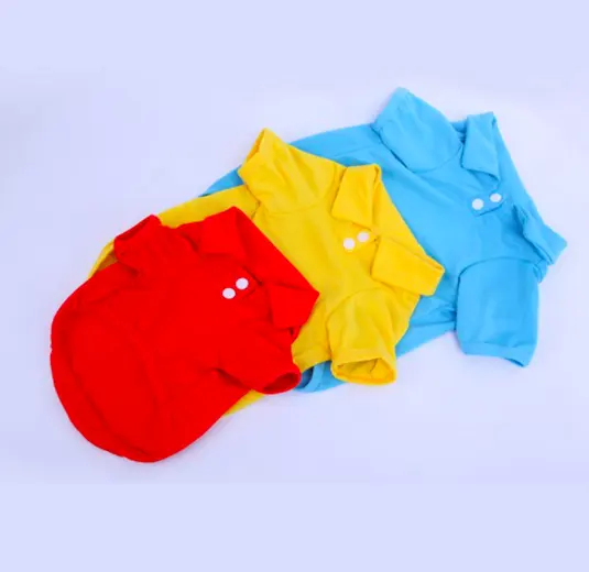 Dogs Puppy Pet Clothes Blank Cotton Button Polo Hoodies Dog T Shirt Custom Logo New Plain Design Spring Summer Sports Cloth