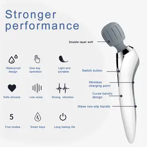 Jiale Kang K-201 Cordless Soft Silicone Vibrator Portable Electric Body Massager Stick
