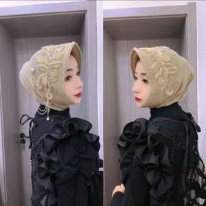 Chapeau de soleil <span class=keywords><strong>islamique</strong></span> à franges pour femmes-Casquette de hijab à visière brodée avec <span class=keywords><strong>voile</strong></span> de soleil, couverture de prière de plage - Product Image 2