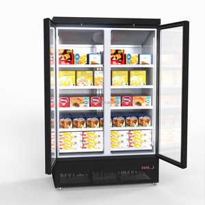 Supermercado Vitrina de alimentos Aleación de aluminio Vidrio Exhibición vertical Congelador Exhibición comercial Refrigerador - Product Image 1