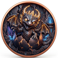Pièce de monnaie en cuivre pur 999 de 5 oz, colorée, en relief, série Dragon Bébé Animal, styles multiples, édition collector 3D