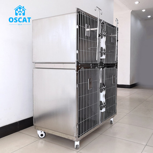 OSCAT Veterinary ICU Cages Cage sèche pour animaux de compagnie en acier inoxydable à 4 portes (sans maille et plateau) - Product Image 3