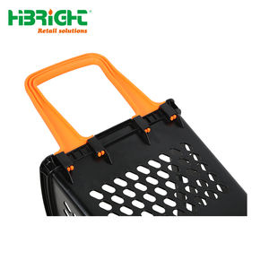 उच्च उज्ज्वल पोर्टेबल 4 पहियों हल्के बाजार स्टोर सुपरमार्केट शॉपिंग बास्केट - Product Image 6