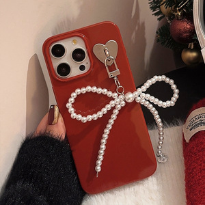 <span class=keywords><strong>Coque</strong></span> de téléphone en TPU style INS avec pendentif nœud perlé et étui magnétique pour <span class=keywords><strong>iPhone</strong></span> 17/15 Pro Max/11, style Princesse, Rouge Nouvel An - Product Image 4