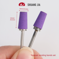 SHUANGJIA Lot de bandes abrasives coniques violettes avec embout en carbure, double fonction pour le nettoyage des cuticules et le polissage des ongles
