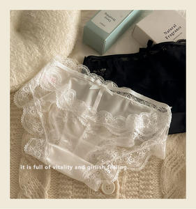 Hochwertige Satin-Band-Spitze Nahtlose Blumenmuster-Tanga Hochgeschnittene Damen-Unterwäsche Antibakteriell Sommer - Product Image 5