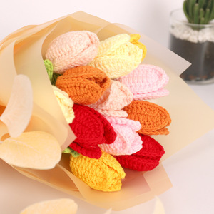 Stelo fatto a mano rosa all'ingrosso fiori fatti a mano all'uncinetto colorati - Product Image 4