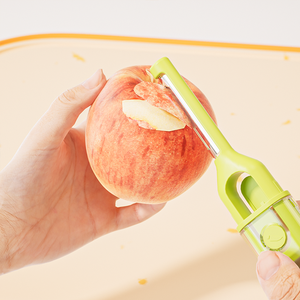 Couteau à fruits multifonctionnel 2-en-1, éplucheur et coupe-fruits, design rétractable, lame en acier inoxydable tranchante, plastique écologique pour la cuisine - Product Image 6