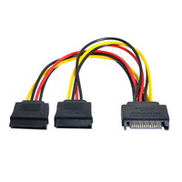 Cable Divisor en Y de Alta Calidad 2 en 1 SATA de 15 Pines Macho a SATA de 15 Pines Hembra, Cable de Alimentación SATA para Disco Duro de PC