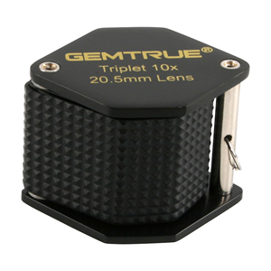 GemTrue DK18002 Black 10x Diamond Loupe 20.5mm with <strong>Triplet</strong> <strong>Lens</strong> and Comfortable Rubber Grip for Precise Grading - Product Image 6