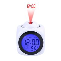 Sveglia con Proiezione Mini Cubo Digitale Intelligente Parlante con Alba Simulata Caricatore Wireless Radio LED per Bambini