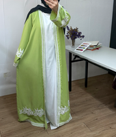 Abaya élégante et modeste R-871 avec dentelle et ensemble 2 pièces en crêpe respirant pour femmes musulmanes
