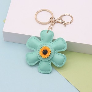 New Sunflower Tassels PU Leather Eco-Friendly Car Keychain Bag Pendant Women's Charms Luxury Keychains Designer Girl Gift - Product Image 4