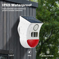 Détecteur de mouvement intelligent TYSH WiFi solaire extérieur PIR sans fil avec sirène stroboscopique sonore, alarme étanche IP65 à piles pour garage, maison, hôtel