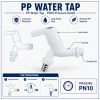 Robinet d'eau en plastique blanc durable, robinet en PVC, robinet à levier, buse de tuyau, pour jardin, salle de bain, cuisine, marché Inde, Pakistan, Afrique