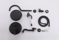 Robinet de douche et de baignoire moderne à poignée unique en laiton, système haute pression noir chromé, céramique brossée, encastré, doux, pour hôtels